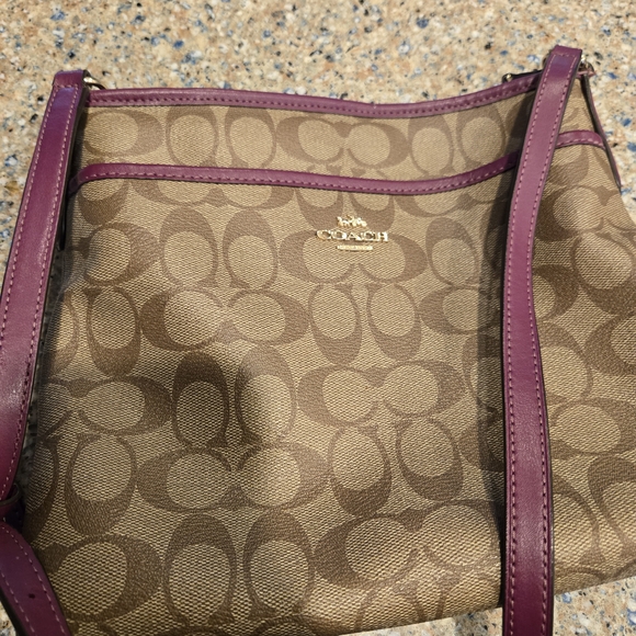 Coach Brown and Purple Signature Shoulder Bag - Picture 1 of 4